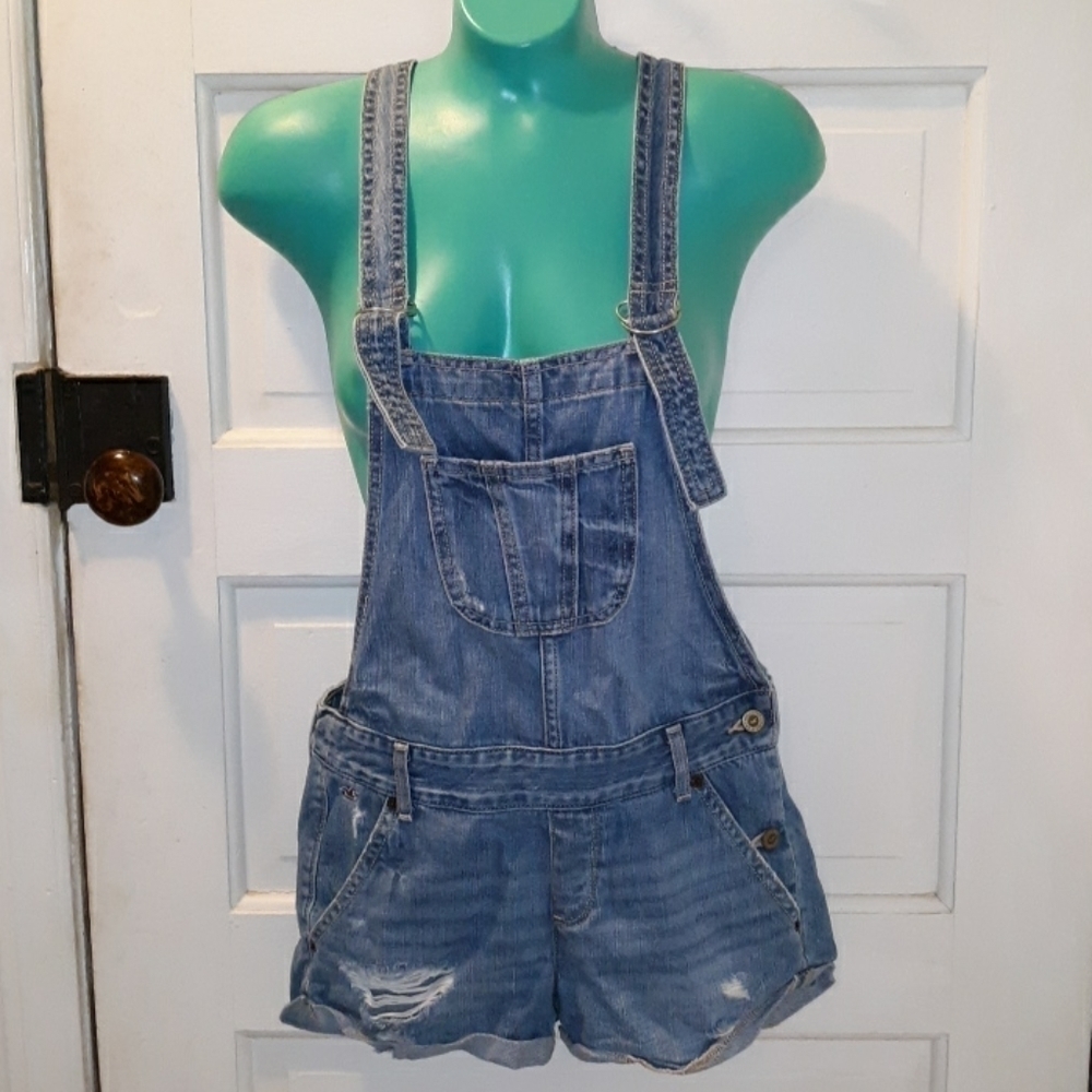 Hollister XS denim overall shorts